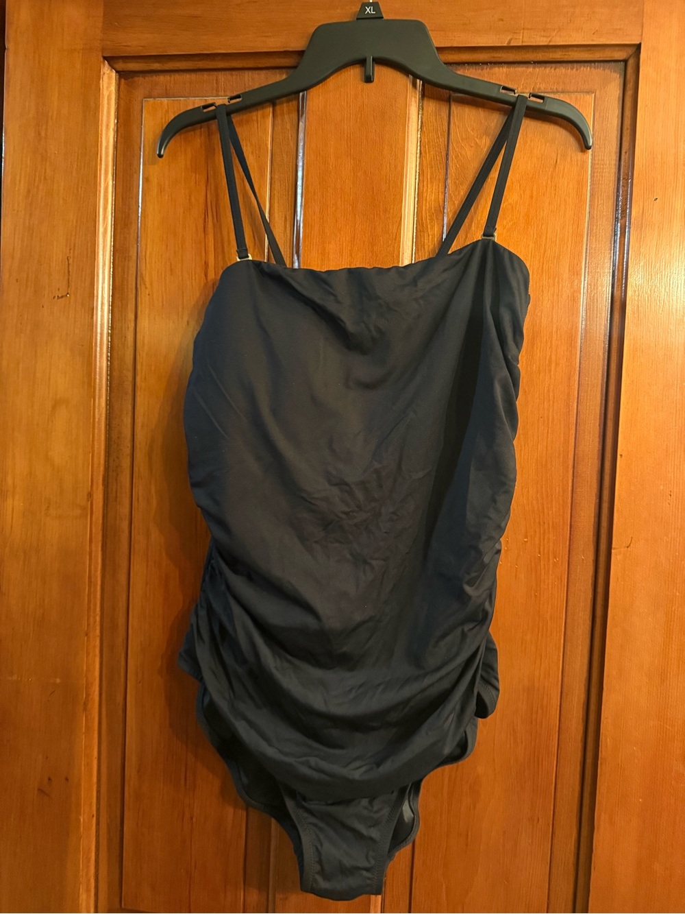 Lands' End Black Womens' One-Piece Swimsuit with Rouched Side Seams